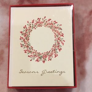 Christmas Holiday Hollyberry Wreath Seasons Greetings Card Set 15 NWT Graphique